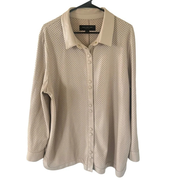 Marc New York Cream Faux Leather Shirt Jacket - Picture 1 of 9